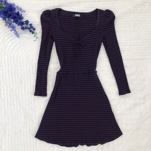 Reformation Navy Mini Dress Sailor knit with stripes size small